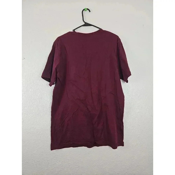 Canvas Maroon Printed Tee Short Sleeve Casual Large - Picture 3 of 7